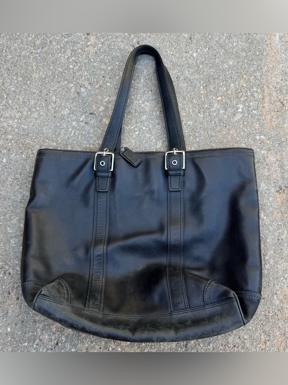 Vintage Coach Hampton F10195 Tote Shoulder Bag Large Black Leather Book Y2K
